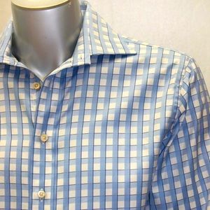 Men's Rufus Sky Blue | White Plaid Button Down Long Sleeve Shirt
